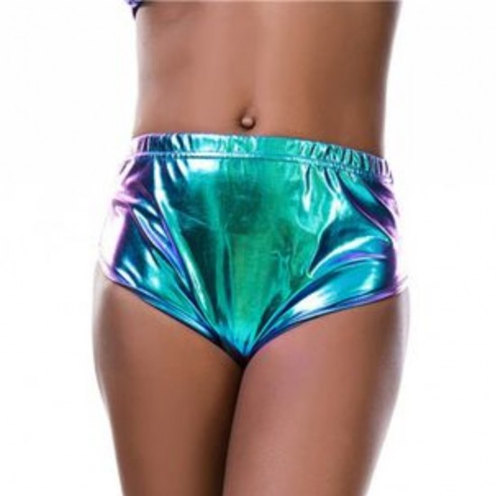 Blauw holografisch festival broekje