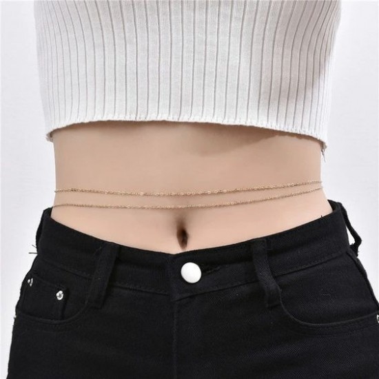 Body chain met dubbele dunne ketting buikketting goud zilver
