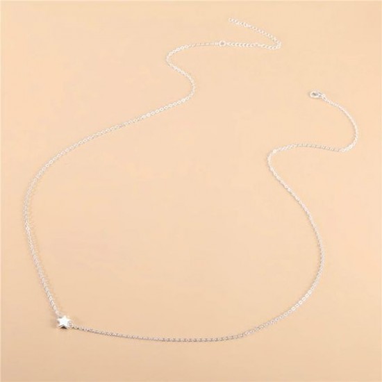 Body chain met dunne ketting sterretje buikketting zilver detail