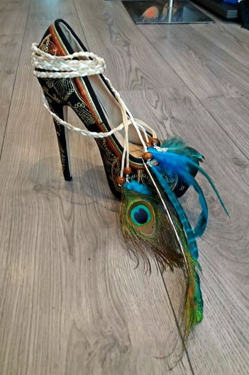 Boho hippie hoofdband met zeegroene veren feather headband hoofdbandje turquoise