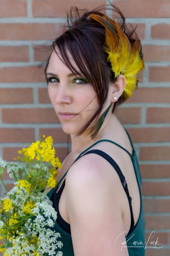 Boho hippie oorhaak earcuff met gele veren 6