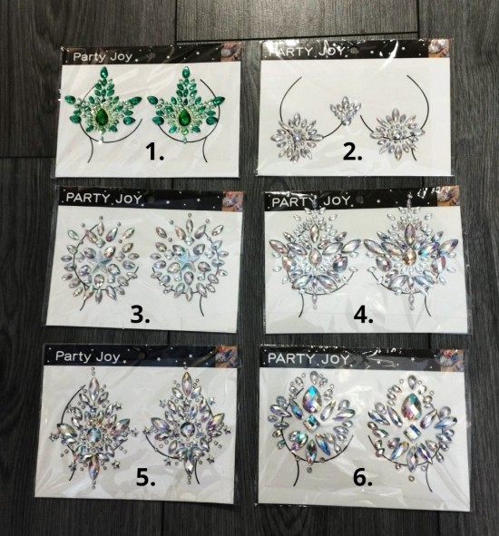 Breast juwel stickers festival borst juwelen