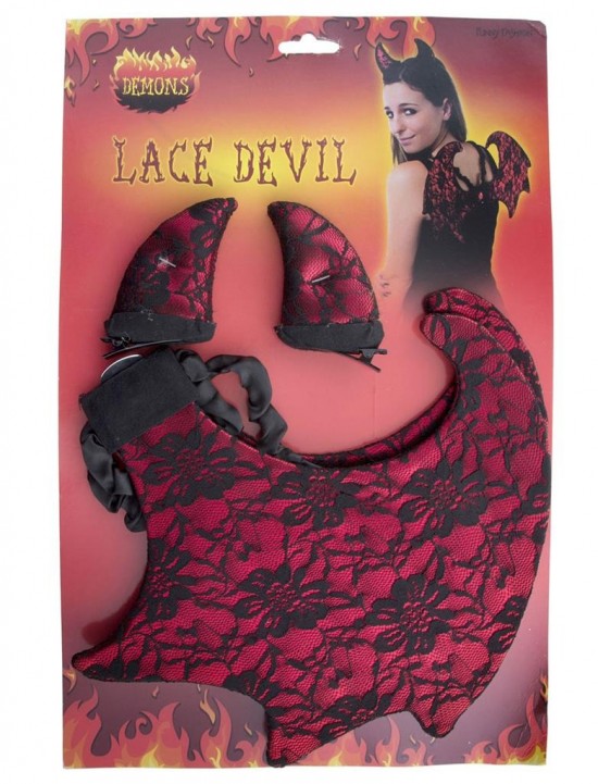 Duivelin hoorns en vleugels met kant duivel devil horns and wings with lace halloween 2