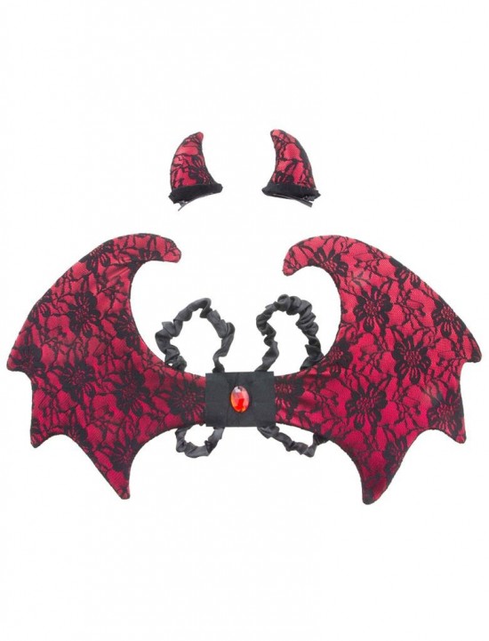 Duivelin hoorns en vleugels met kant duivel devil horns and wings with lace halloween