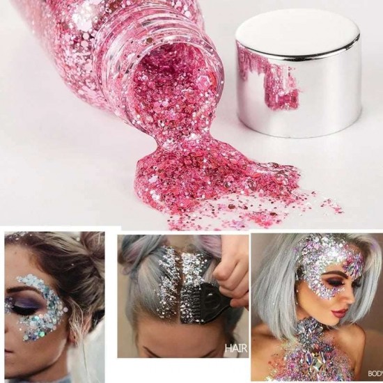 Festival glitter gel holographic holografisch glitters voor haar lichaam en haar 3