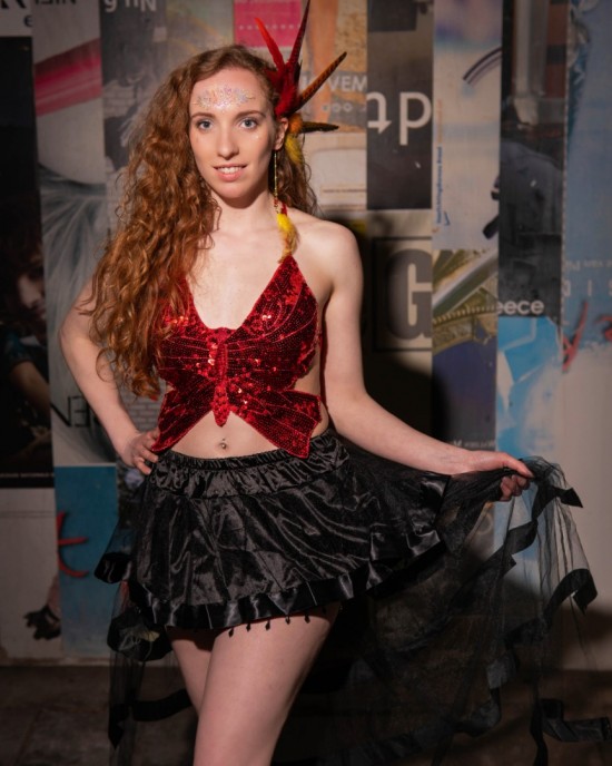 Festival vlinder topje butterfly sequin top vlindertop rood