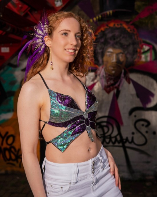 Festival vlinder topje butterfly sequin top vlindertop