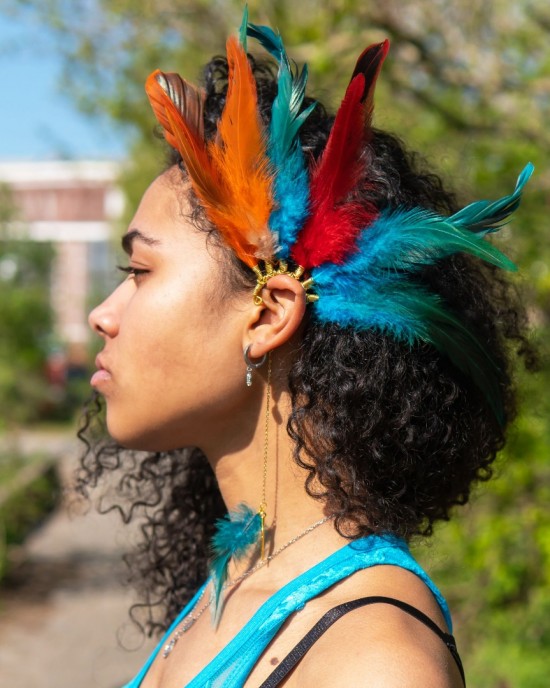 Handgemaakte veren oorhaak juwel of borneo handmade earcuff festival