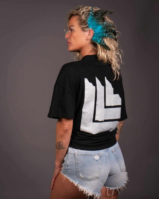 Handgemaakte veren oorhaak zeegroen gestreept handmade feather earcuff festival accessories