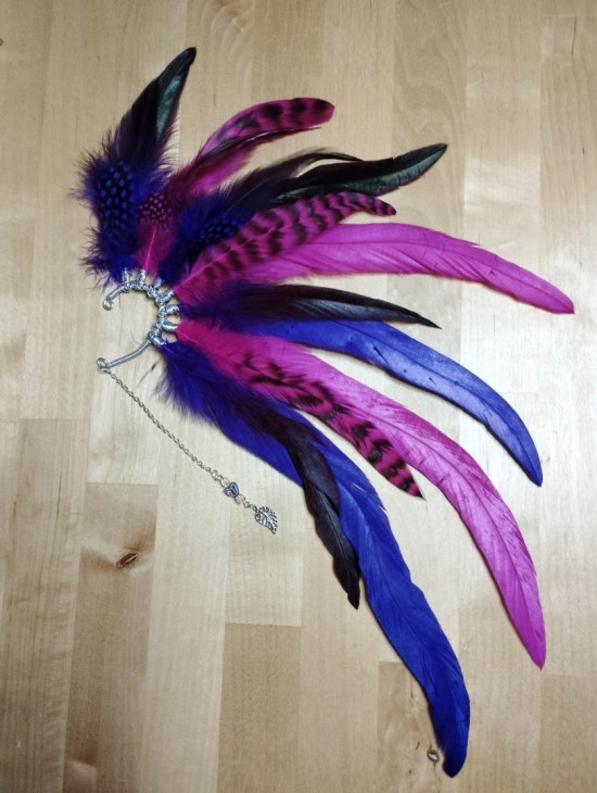 Handmade feather ear cuff happy feelings festival accessories