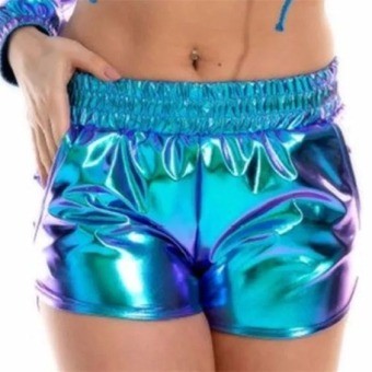 Holographic festival shorts blue ravewear festival broekje holografisch blauw