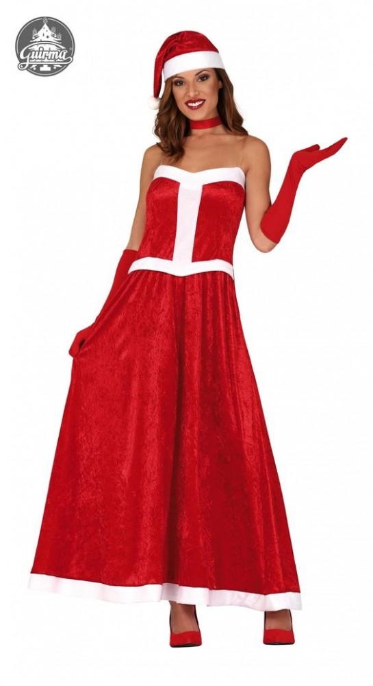 Lange kerstjurk christmas costume miss claus kerst kostuum dames