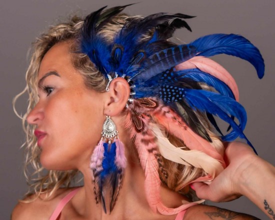 Luxe handgemaakte veren oorhaak best of me lucas  steve handmade feather earcuff festival accessories ibiza style 2