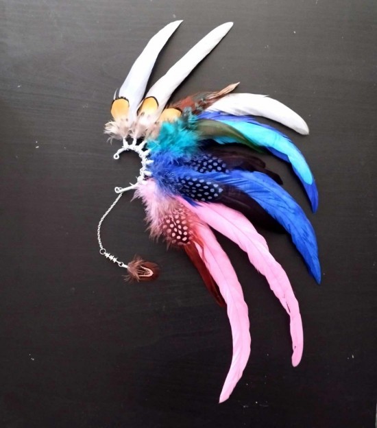 Veren oorhaak feather earcuff edm lovers series ayshas feathers festival accessories handgemaakte festival accessoires stay nicky romero 2