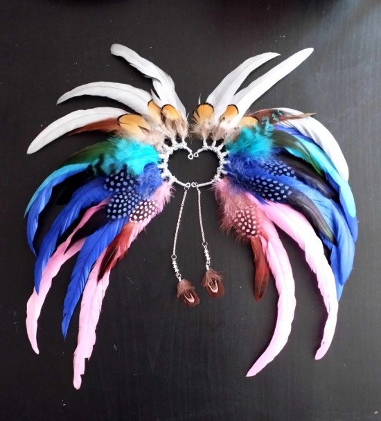 Veren oorhaak feather earcuff edm lovers series ayshas feathers festival accessories handgemaakte festival accessoires stay nicky romero 3