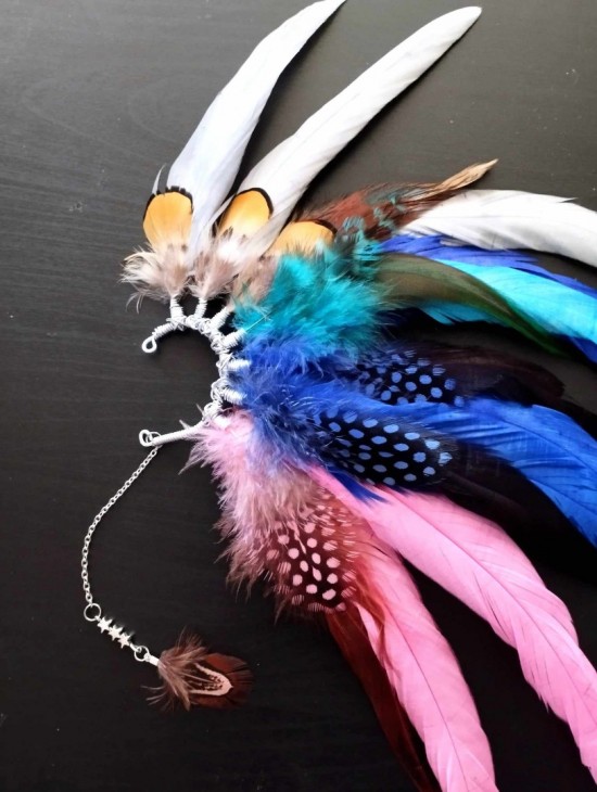 Veren oorhaak feather earcuff edm lovers series ayshas feathers festival accessories handgemaakte festival accessoires stay nicky romero
