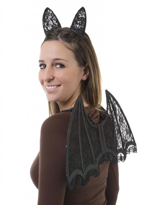 Vleermuis oren en vleugels met kant bat ears and wings with lace halloween 2