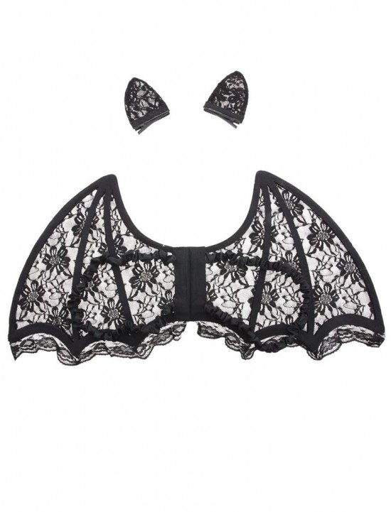 Vleermuis oren en vleugels met kant bat ears and wings with lace halloween
