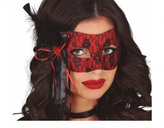 Zwart rood masker bal masquee gemaskerd bal mask red black